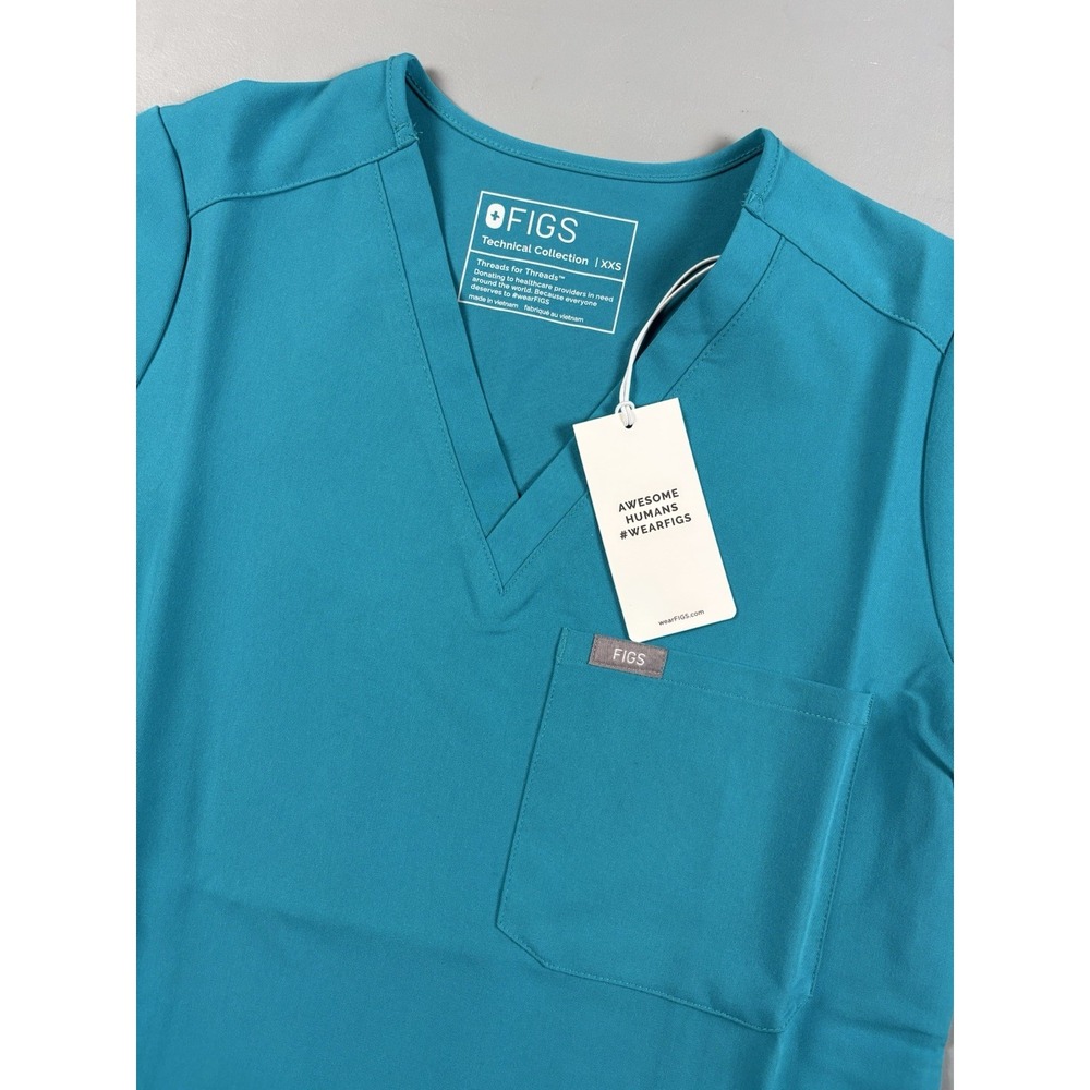 FIGS Womens Catarina One-Pocket Scrub Top Size XXS PO 3715 Blue‎